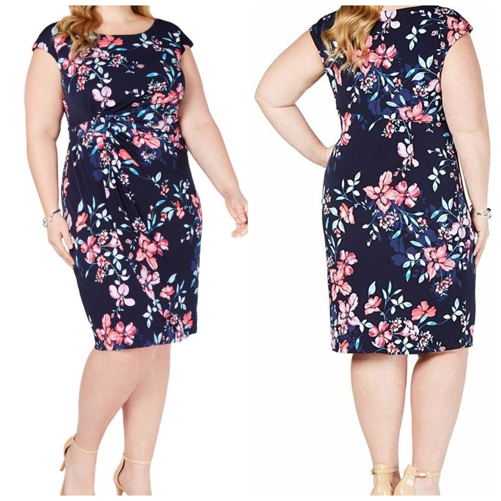 Connected Apparel Jersey Dress Cap Sleeves Sz 16W